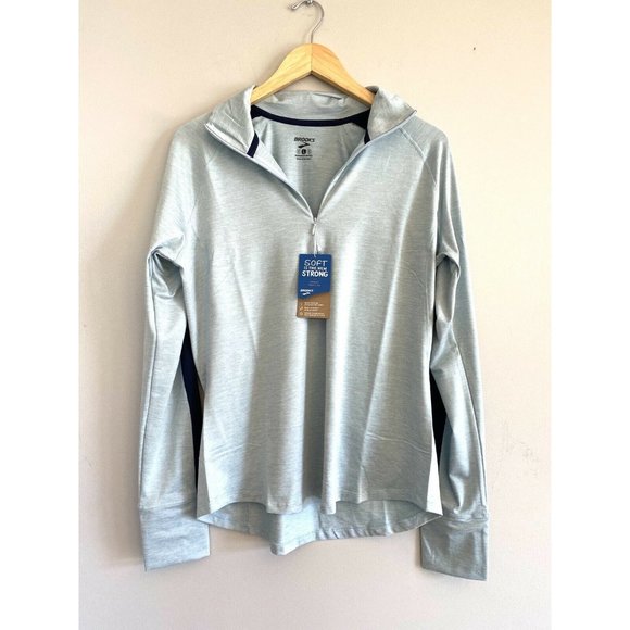 BROOKS NWT Heather Glacier/Navy Dash 1/2 Zip Running Jacket Women’s Small - Picture 10 of 12